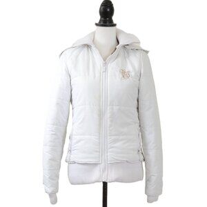 Fox Racing Riders Co Women's White Winter Fur Hoodie Jacket Coat Size MED